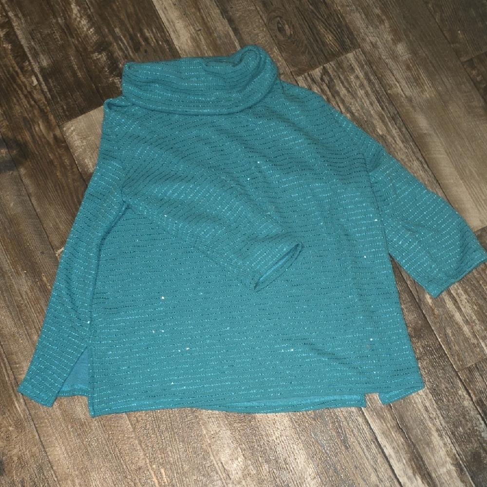 Ruby Rd. Turquoise Cowl Neck Sweater